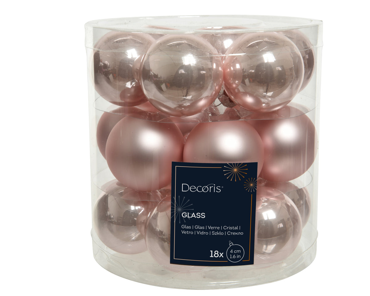 Kaemingk Blush Pink Baubles Glass Enamel Tube 18