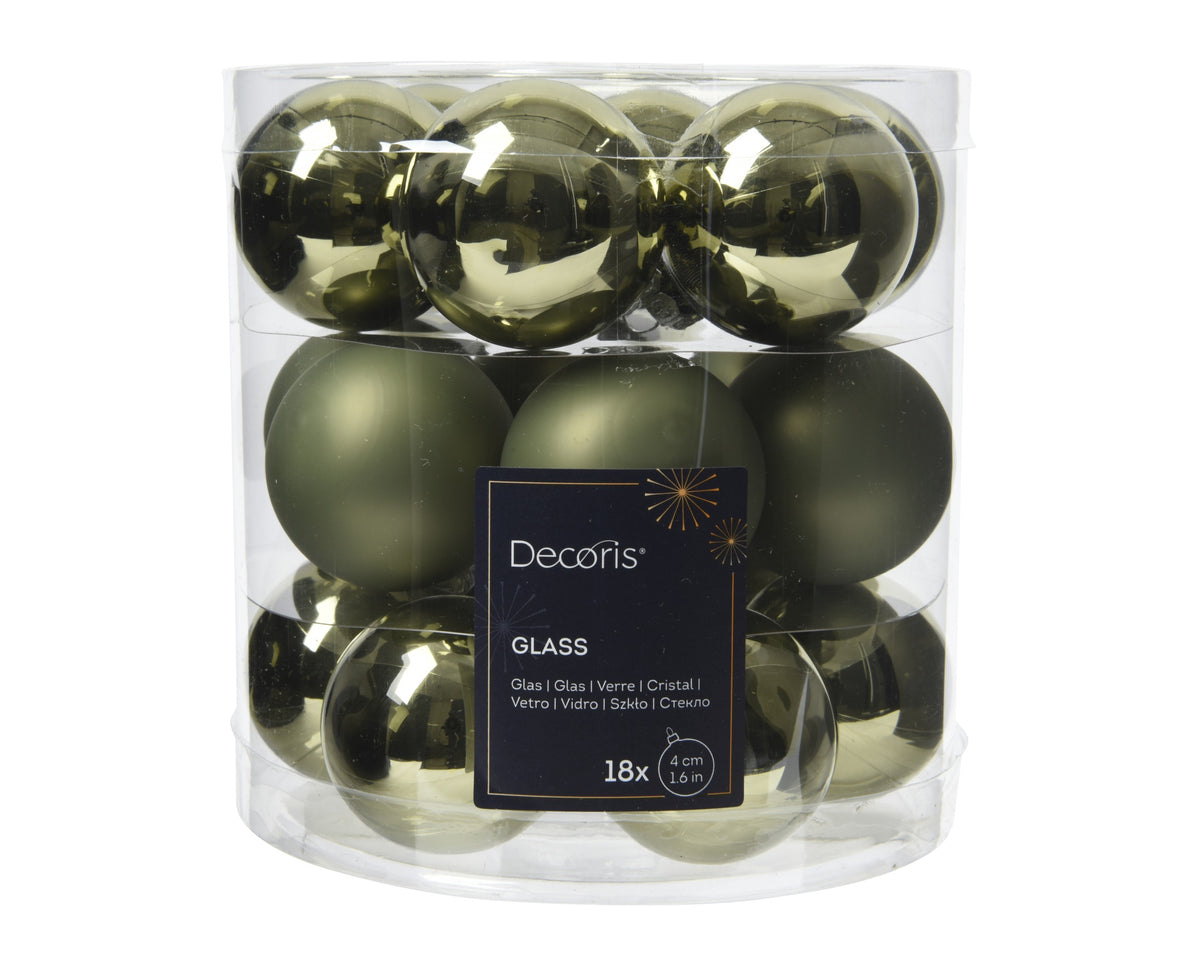 Kaemingk  Rosemary Green Baubles Glass Enamel Tube 18
