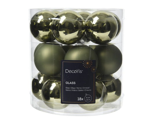 Kaemingk  Rosemary Green Baubles Glass Enamel Tube 18