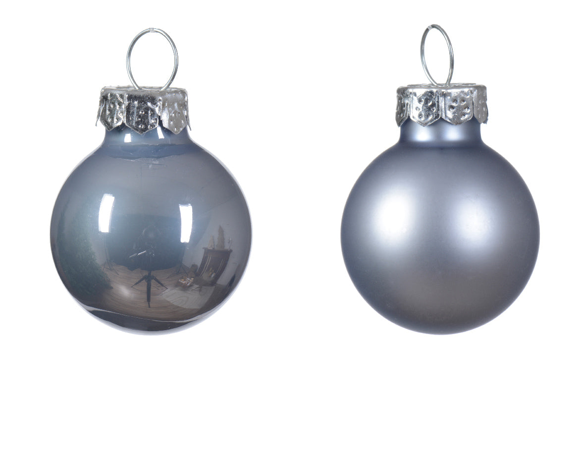 Kaemingk Baubles Glass Enamal Matt Mix Dia2.5Cm Hazy Blue Tube 24