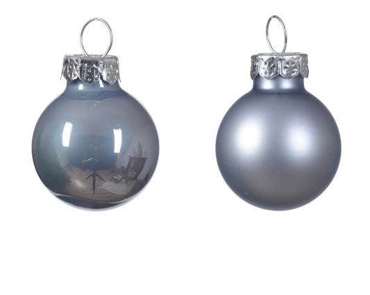 Kaemingk Baubles Glass Enamal Matt Mix Dia2.5Cm Hazy Blue Tube 24