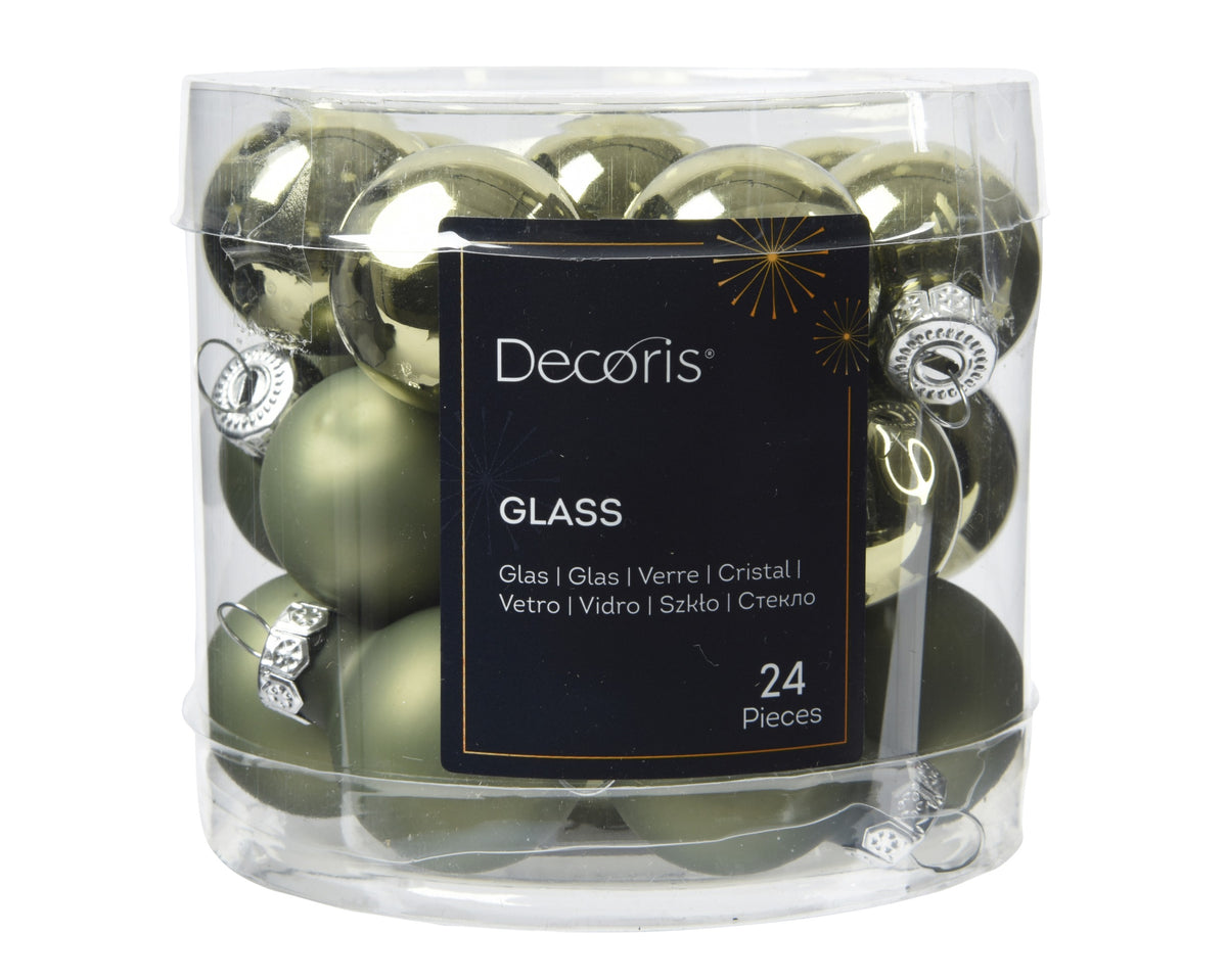 Kaemingk Baubles Glass Shiny, Matt Mix Dia 2.5Cm Rosemary Green