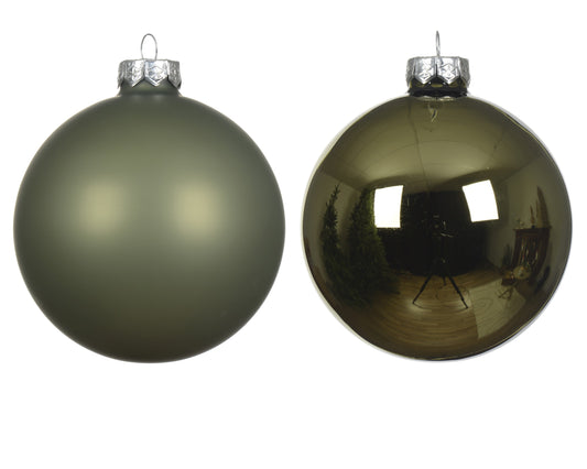 Kaemingk Baubles Glass Shiny, Matt Mix Dia 2.5Cm Rosemary Green
