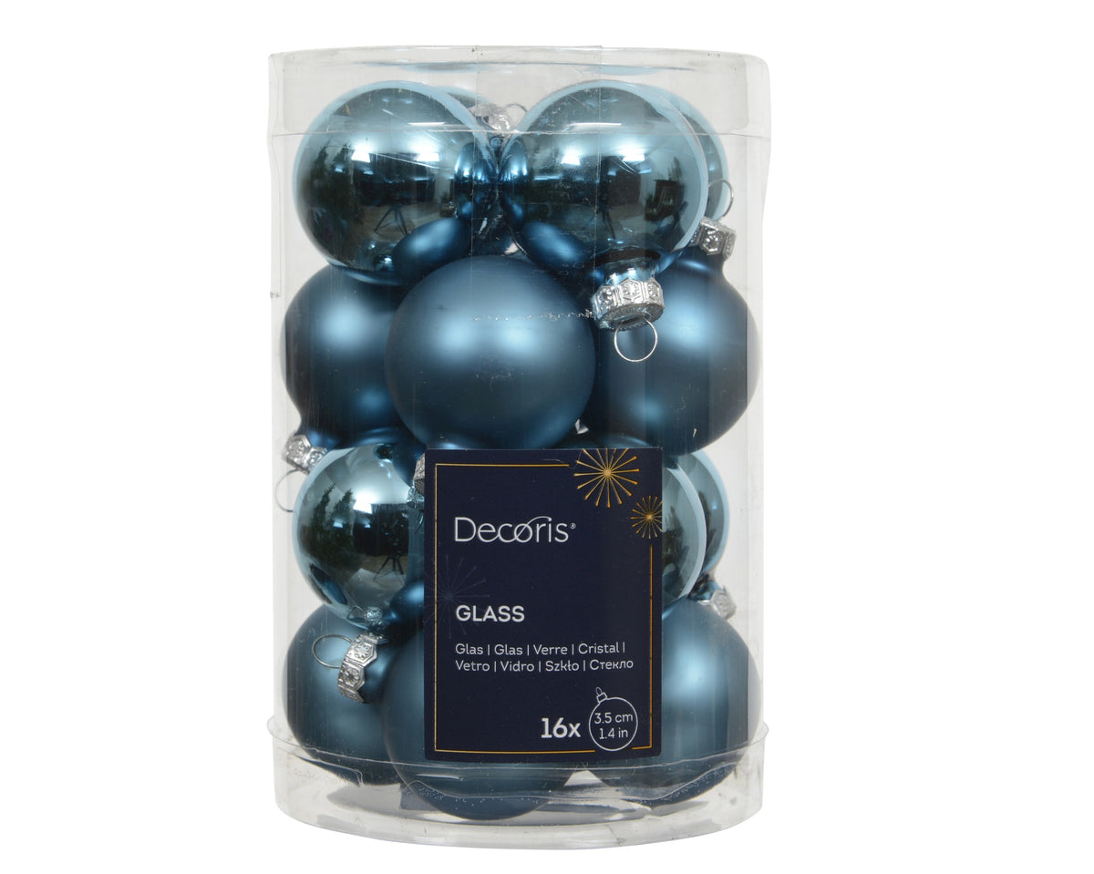 Kaemingk Folk Blue Baubles Glass Enamel Tube 16