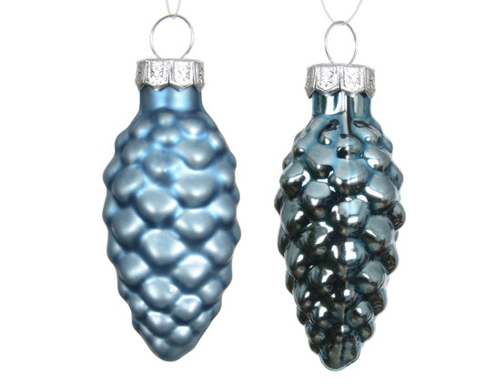Kaemingk Folk Blue Pinecone Glass Tube 12