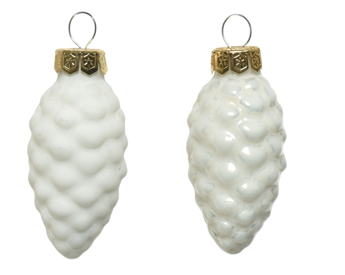 Kaemingk Wool White with gold tops Pine Cones
