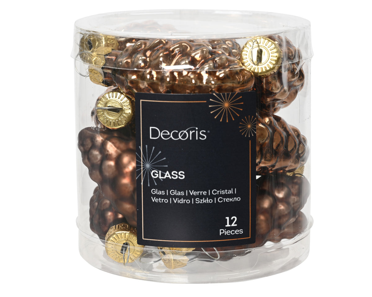 Kaemingk Espresso Pinecone Glass Tube 12