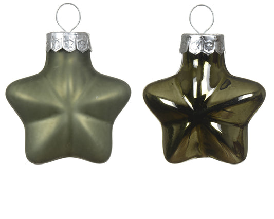 Kaemingk  Rosemary Green Star Glass Enamel Tube of 12
