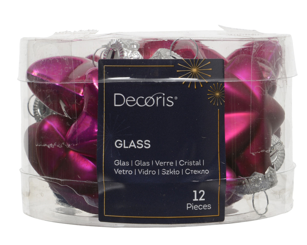 Kaemingk Festive Pink Star Glass Enamel Tube of 12