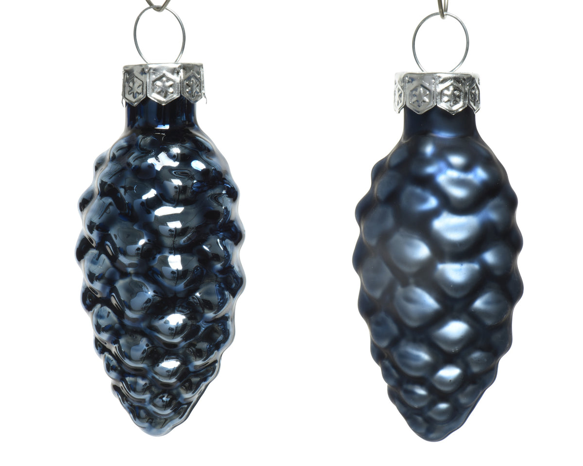 Kaemingk Night Blue Pinecone Glass Tube 12