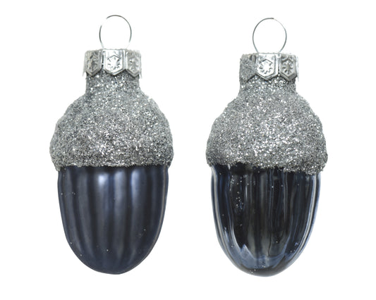 Kaemingk Night Blue Acorn Glass Tube of 12