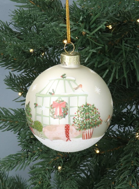 Gisela Graham - Glass Ball 8cm - Matt Cream Goose