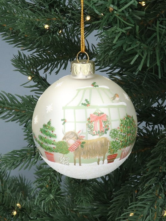 Gisela Graham - Glass Ball 8cm - Matt Cream Goose