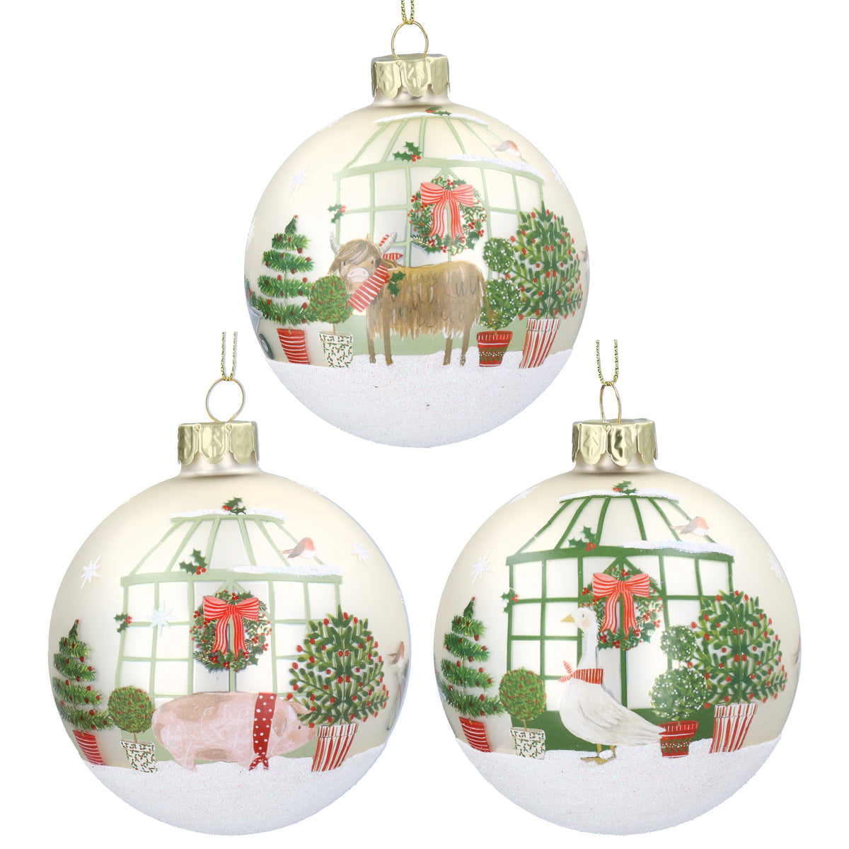 Gisela Graham - Glass Ball 8cm - Matt Cream Goose