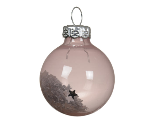 Kaemingk Blush Pink Bauble Glass Unsilvered Star Sequin Tube of 9