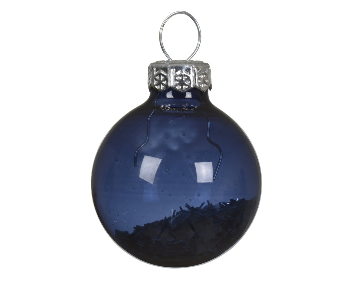 Kaemingk Night Blue Bauble Glass Unsilvered Star Sequin Tube of 9