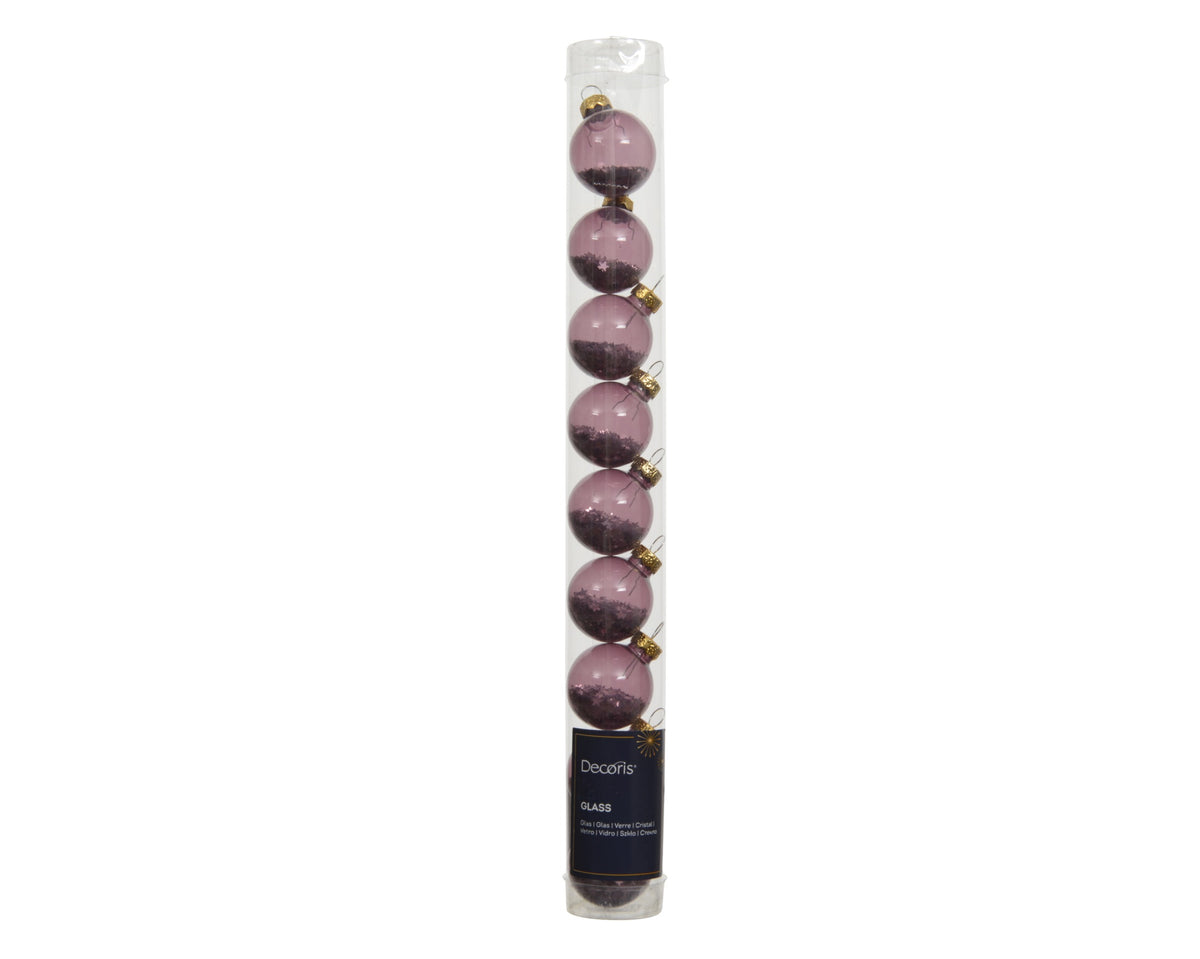 Kaemingk Vintage Pink Bauble Glass Unsilvered Star Sequin Tube of 9