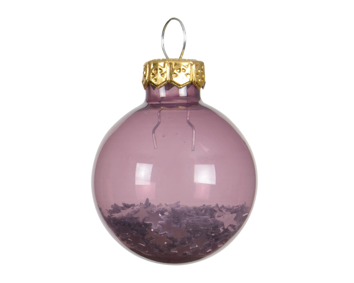 Kaemingk Vintage Pink Bauble Glass Unsilvered Star Sequin Tube of 9