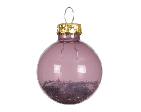Kaemingk Vintage Pink Bauble Glass Unsilvered Star Sequin Tube of 9