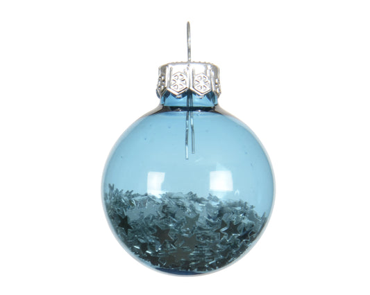 Kaemingk Folk Blue Bauble Glass Unsilvered Star Sequin Tube of 9