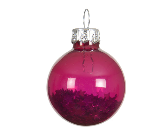 Kaemingk Festive Pink Bauble Glass Unsilvered Star Sequin Tube of 9