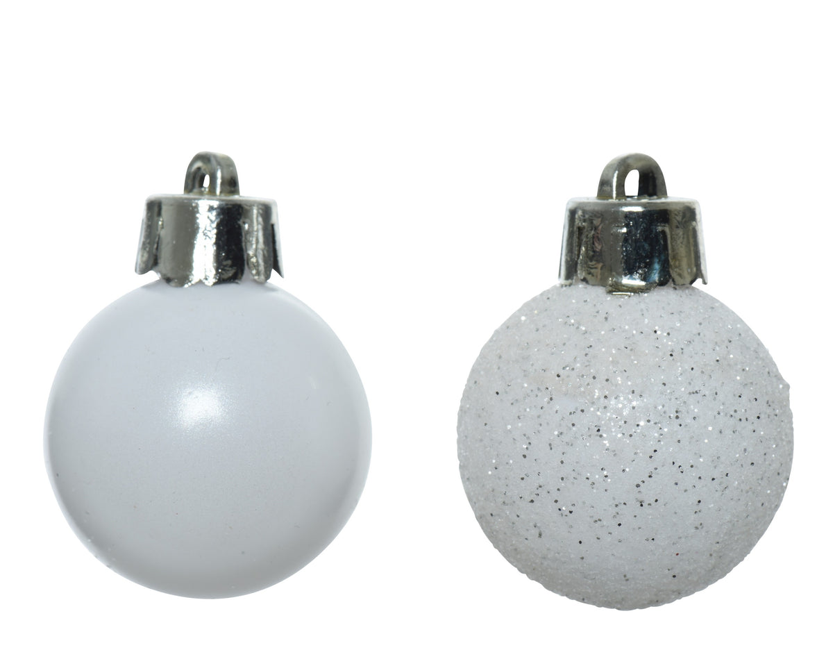 Kaemingk Bauble Shatterproof Shiny/Matt/Glitter Mix Winter White Glitter Dia3cm