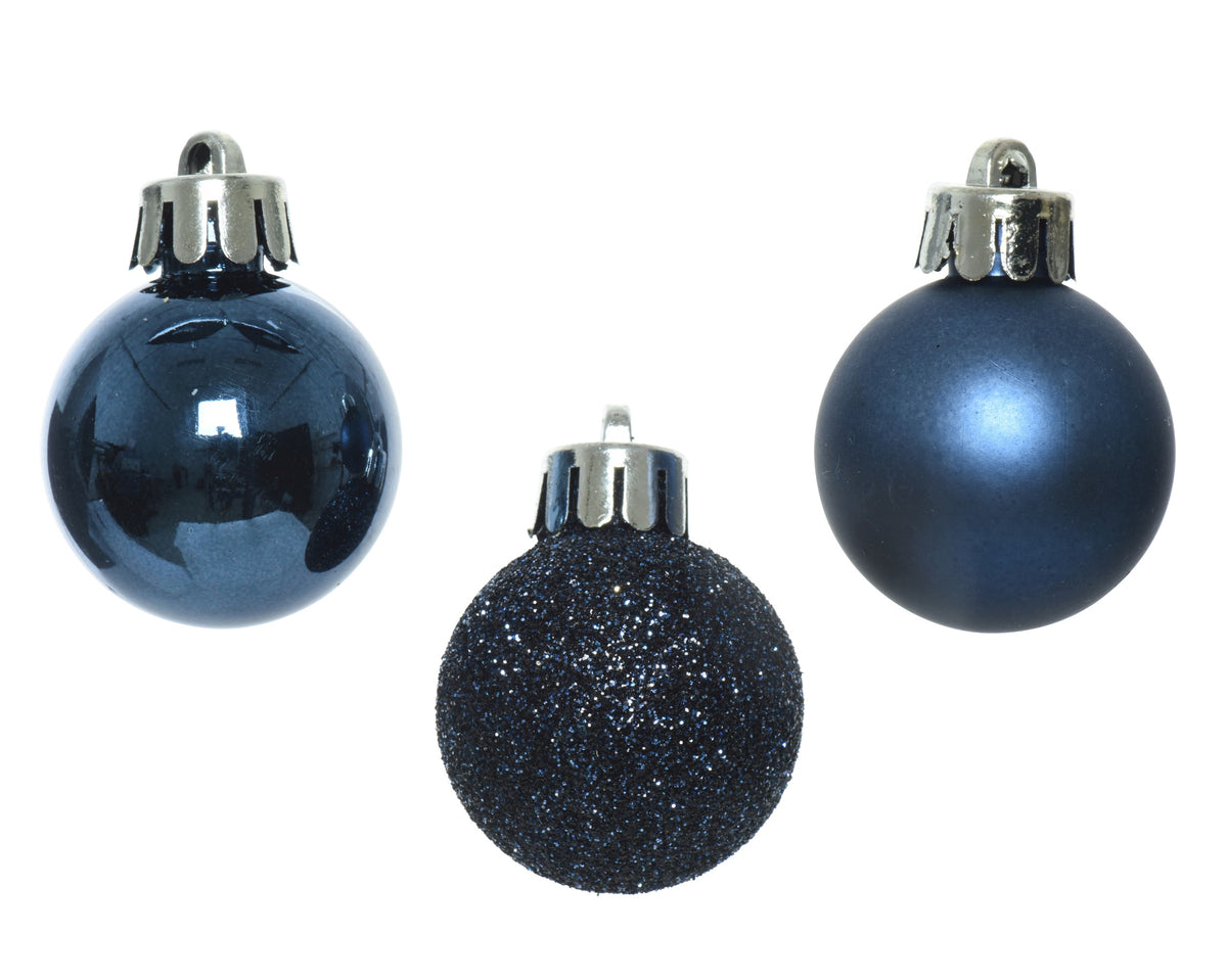 Kaemingk Bauble Shatterproof Shiny/Matt/Glitter Mix Night Blue Dia3cm