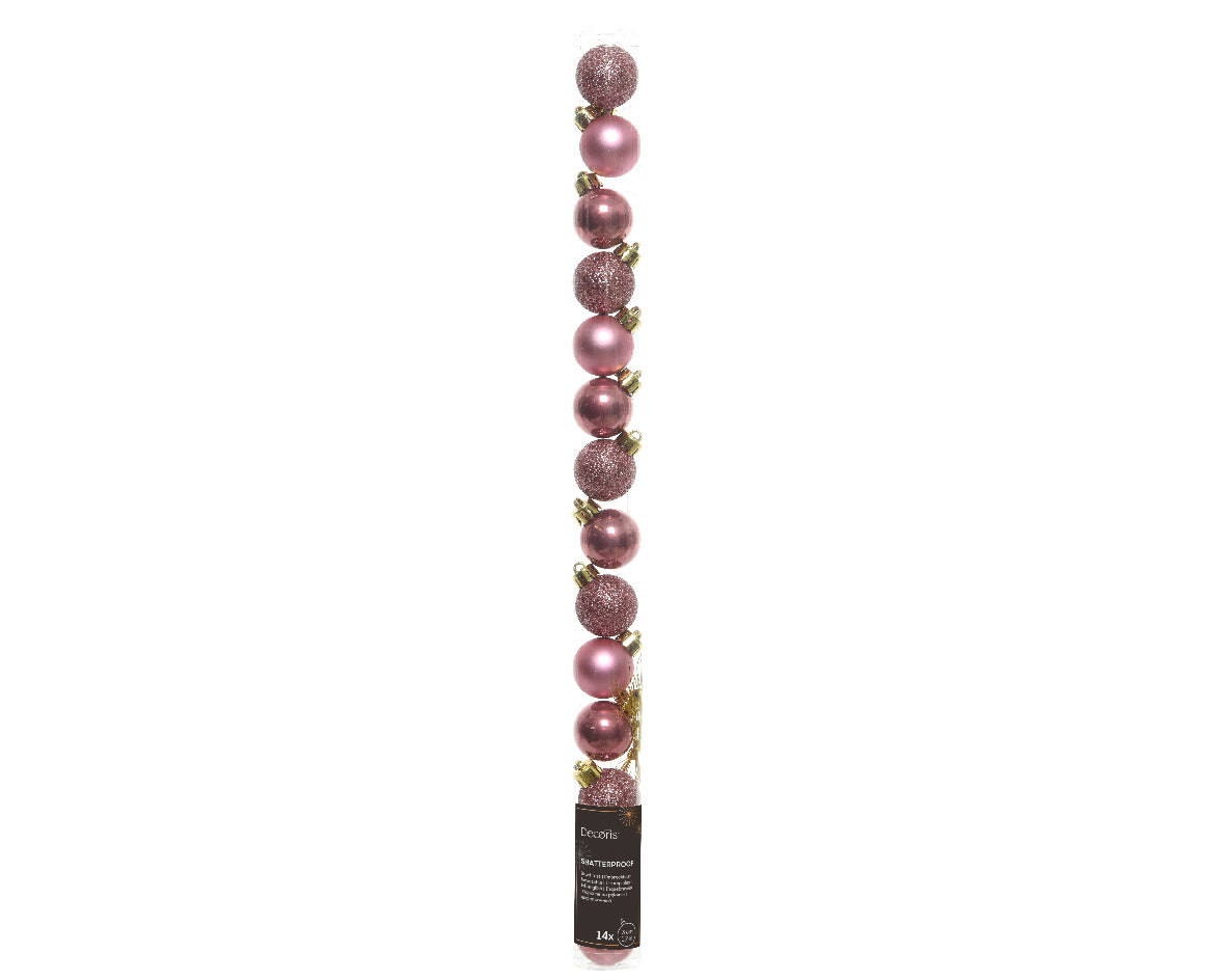 Kaemingk Bauble Shatterproof Shiny/Matt/Glitter Mix Velvet Pink Glitter Dia3cm