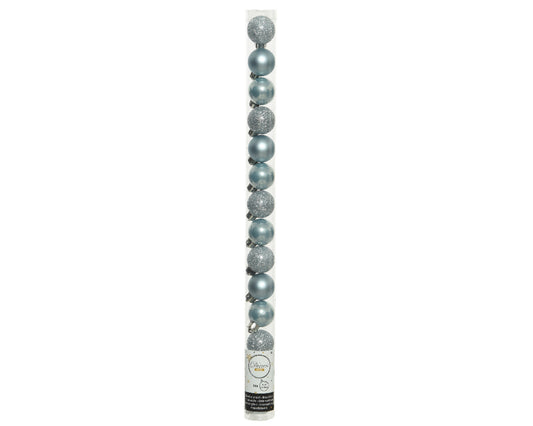 Kaemingk Bauble Shatterproof Shiny/Matt/Glitter Mix Misty Blue Dia 3cm