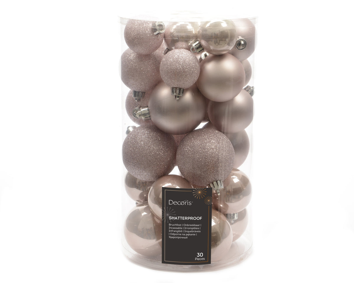 Kaemingk Bauble Shiny Shatterproof Blush Pink Glitter Mix
