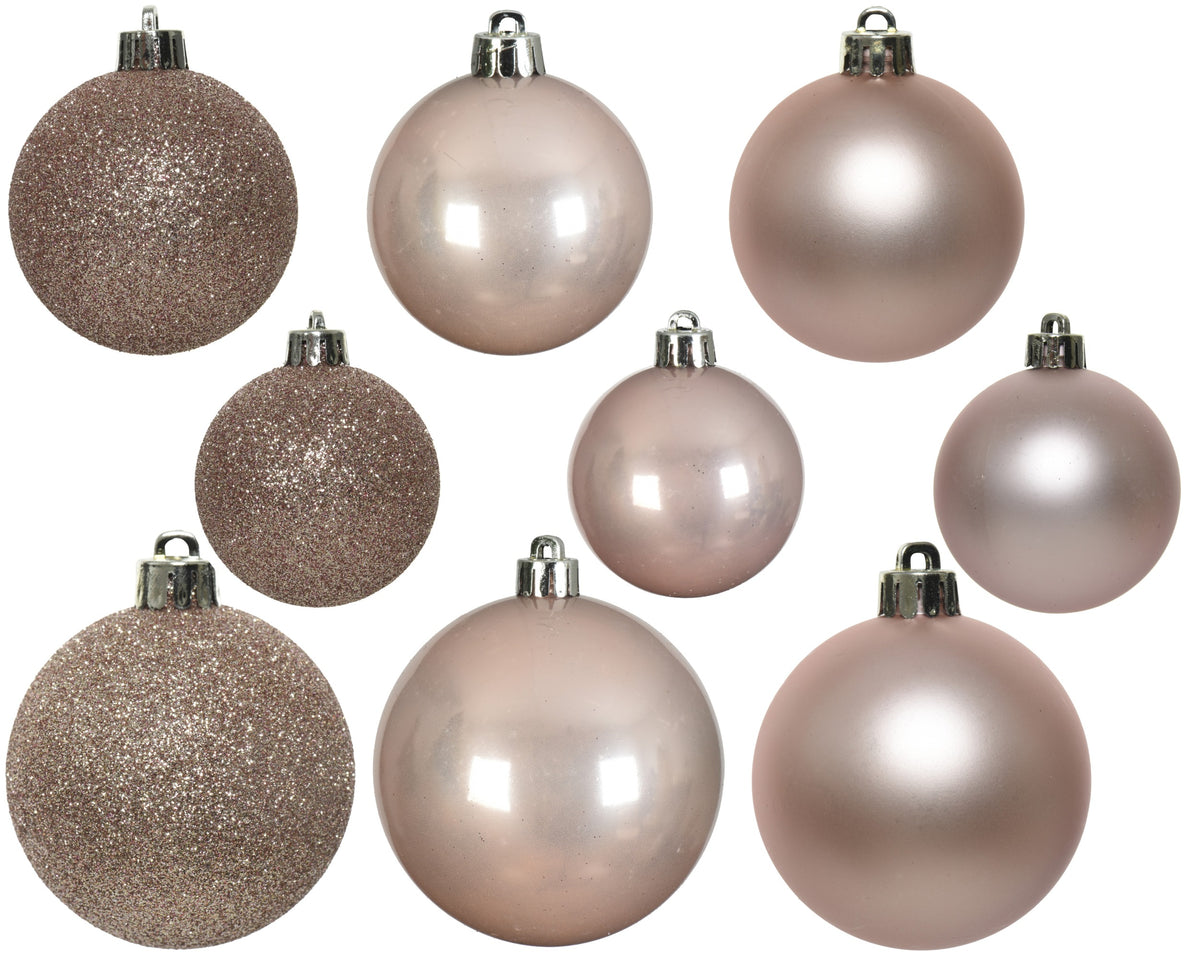 Kaemingk Bauble Shiny Shatterproof Blush Pink Glitter Mix
