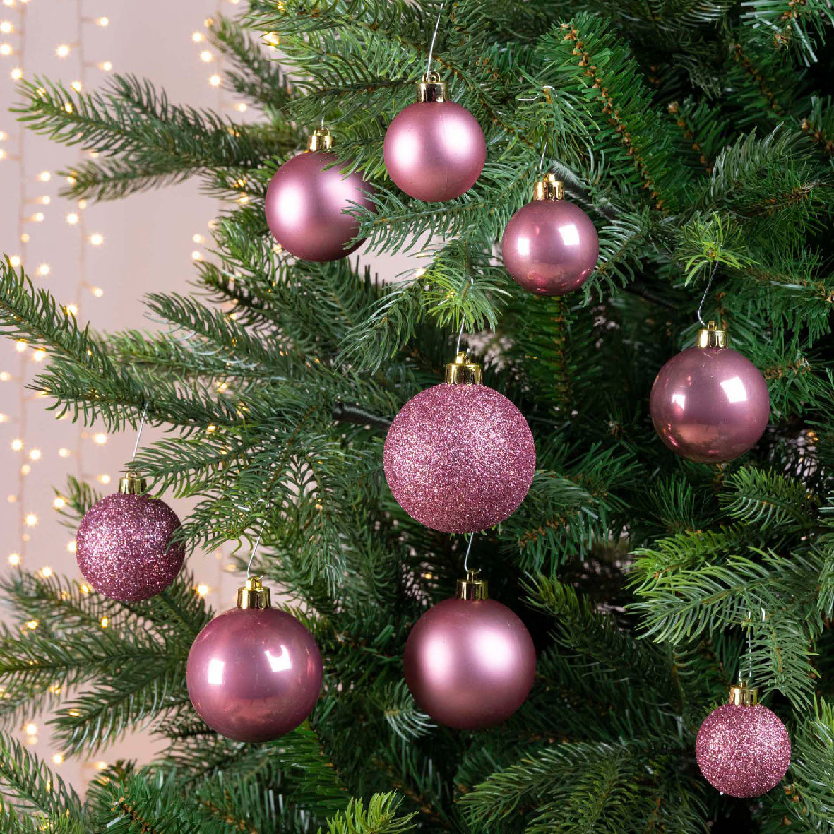 Kaemingk Baubles Shatterproof Shiny, matt, dia 6cm Velvet Pink