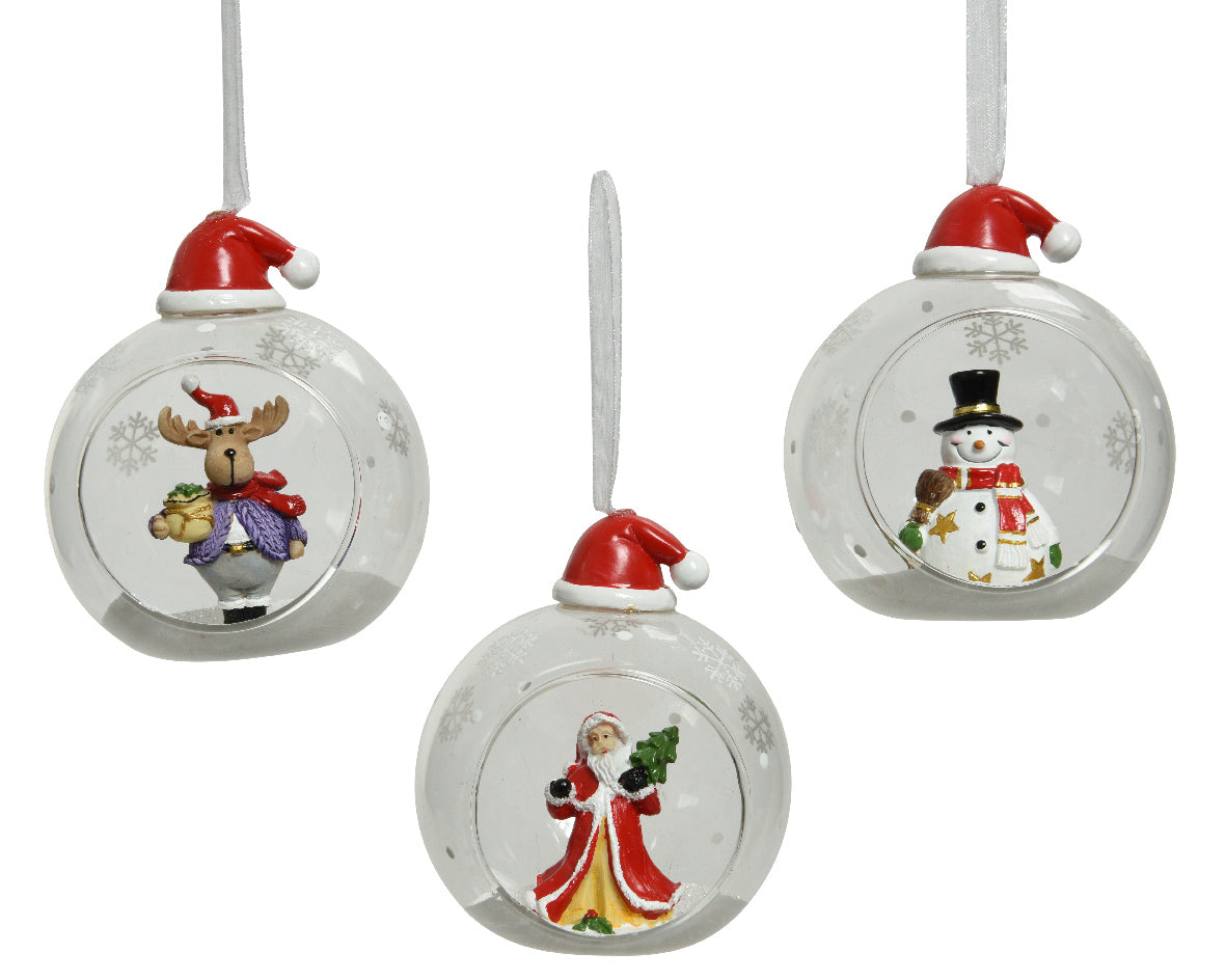 Kaemingk Bauble Glass Christmas Figures Dia8cm Clear Colours