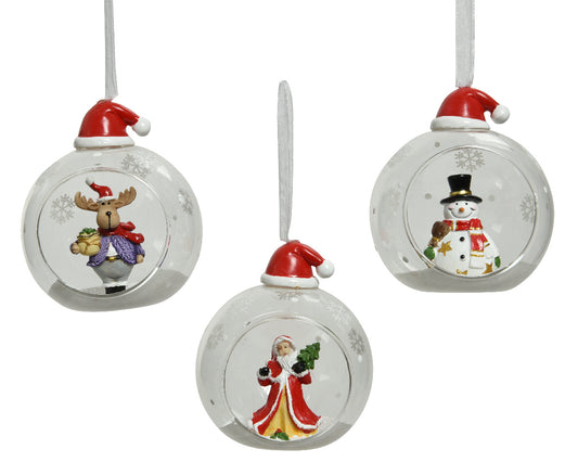 Kaemingk Bauble Glass Christmas Figures Dia8cm Clear Colours