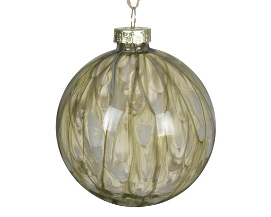 Kaemingk Bauble glass glass clear w painting Rosemary Green