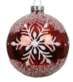 Kaemingk Box of 3 Firework Baubles Red with White