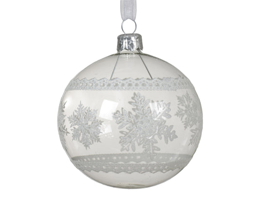 Kaemingk Baubles Glass Transparent with Snowflake Border