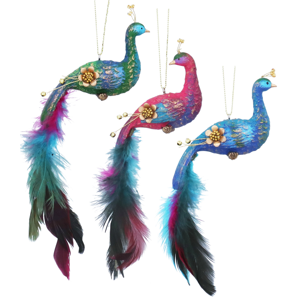 Gisela Graham - Enchated Garden Resin Peacock with Feather Tail