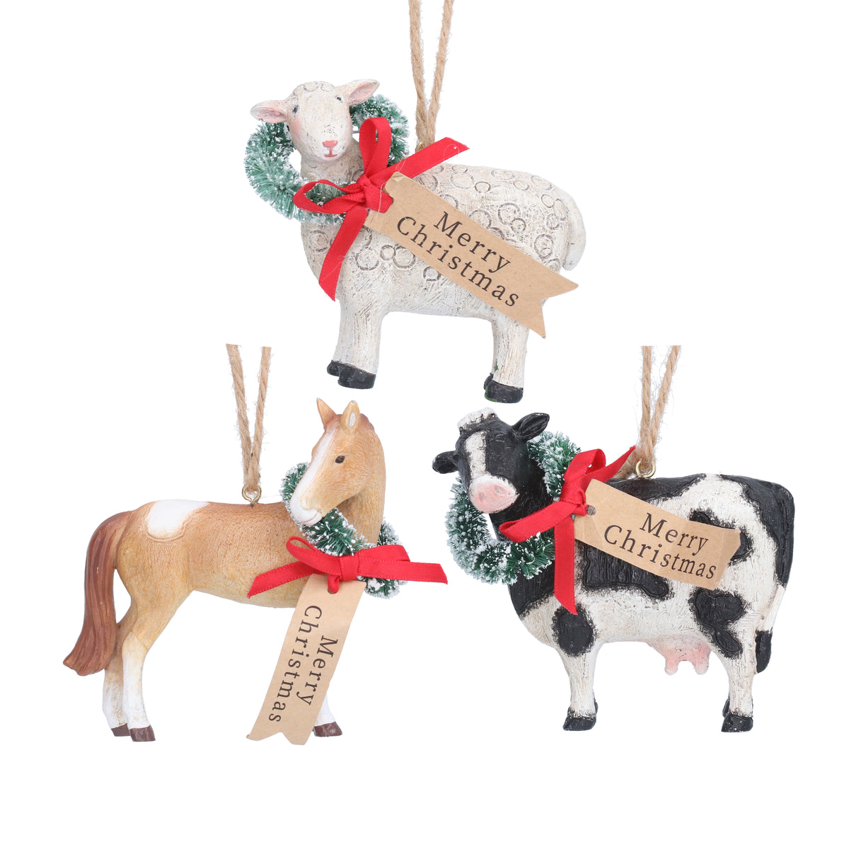 Gisela Graham - Resin Sheep with Wreath & Tag Dec