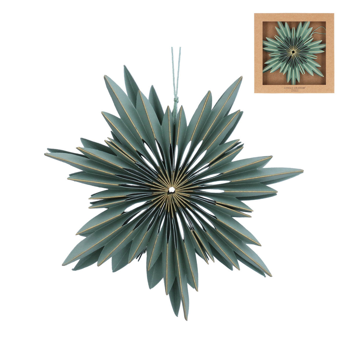 Gisela Graham - Light Green Starburst Snowflake Paper Dec - (Small)