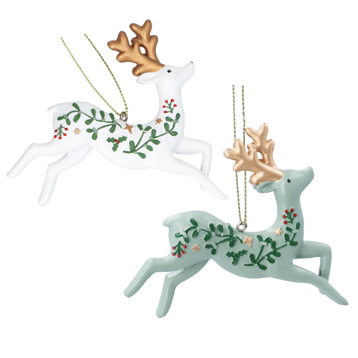 Gisela Graham - Hanging Alpine Resin Stag (White)