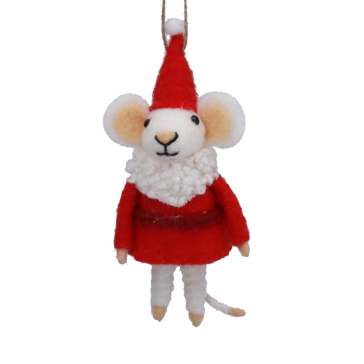 Gisela Graham Mixed Wool Mouse with Santa Outfit
