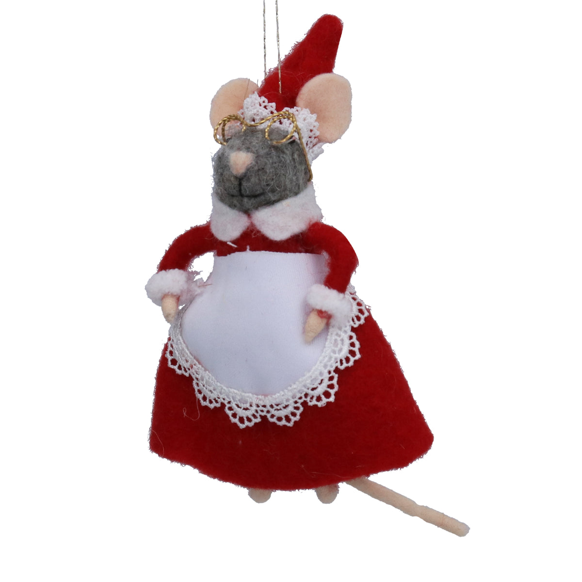 Gisela Graham Mixed Wool Mrs Christmas Mouse