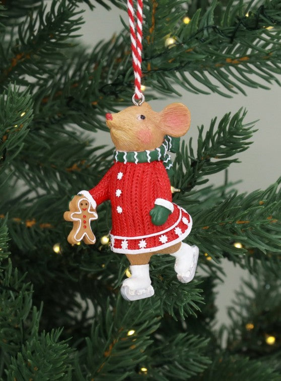 Gisela Graham - Resin Gingerbread - (Holly - Female Mouse skating)