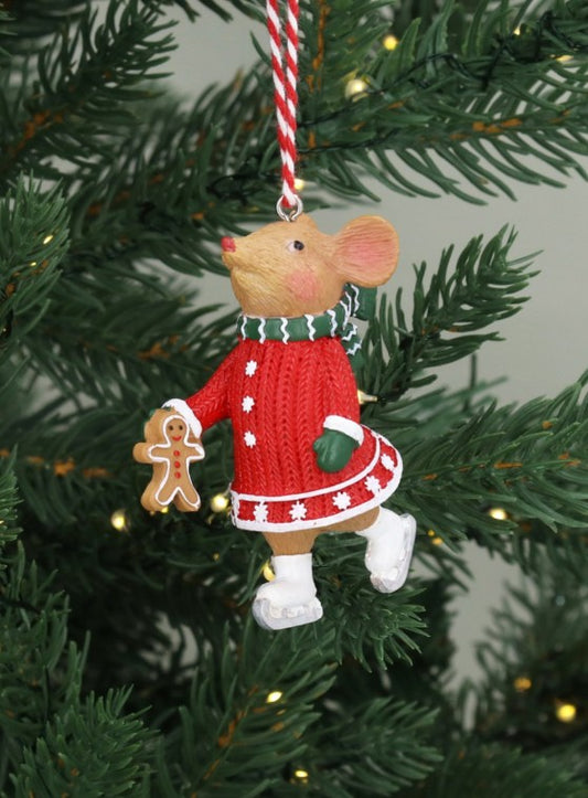 Gisela Graham - Resin Gingerbread - (Holly - Female Mouse skating)