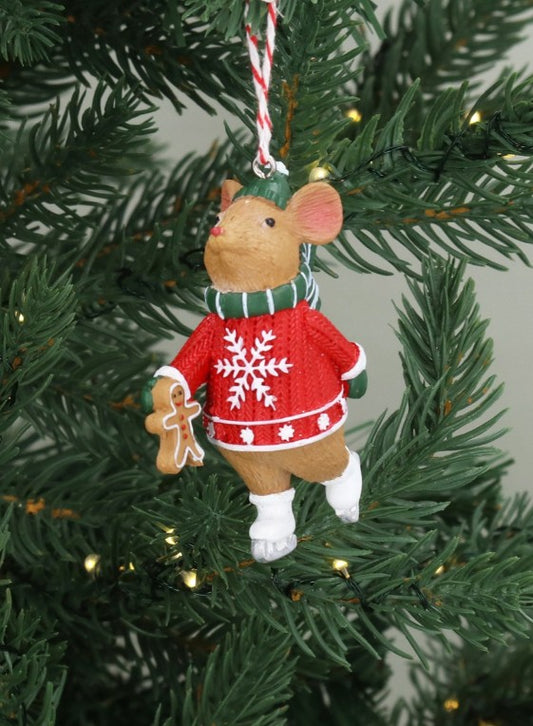 Gisela Graham - Resin Gingerbread - (Alfie - Male Mouse skating)