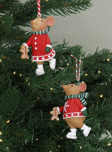 Gisela Graham - Resin Gingerbread - (Holly - Female Mouse skating)