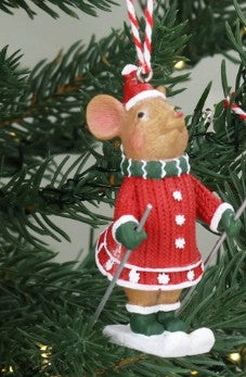 Gisela Graham - Resin Gingerbread Skiing - (Holly - Female Mouse)