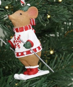 Gisela Graham - Resin Gingerbread Skiing - (Alfie - Male Mouse)