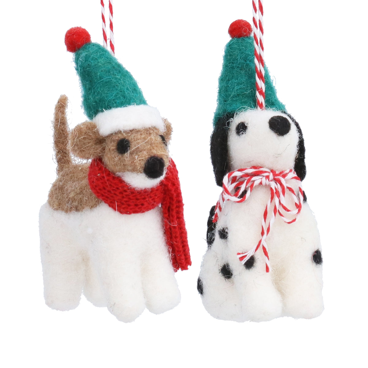 Gisela Graham Mixed Wool Dog with Elf Hat Hanging Dec